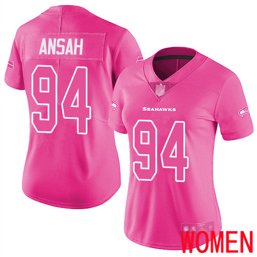 Seattle Seahawks Limited Pink Women Ezekiel Ansah Jersey NFL Football #94 Rush Fashion->youth nfl jersey->Youth Jersey